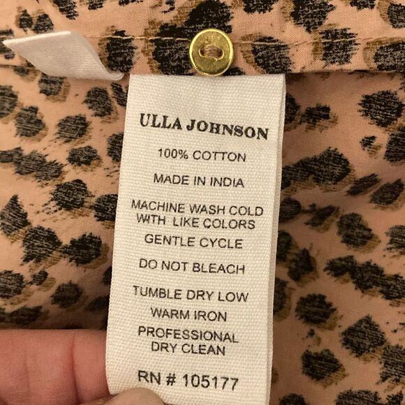 Ulla Johnson NWOT Cotton Ruffled Long Sleeve Blouse in Chettah Print.Size 0. - Picture 8 of 9